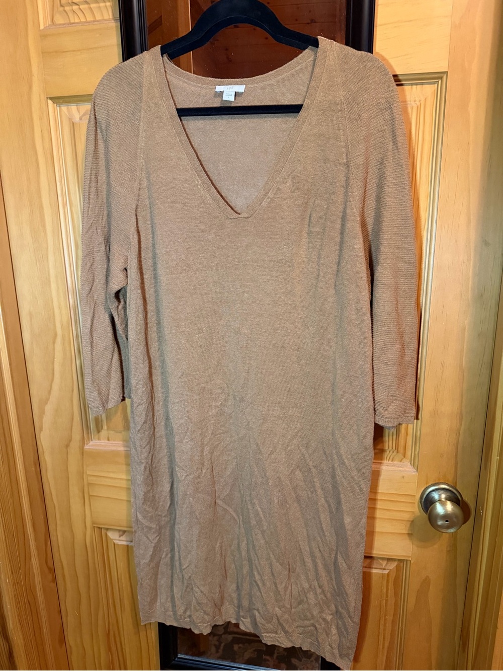 Women's V-Neck Knit Tunic - Camel